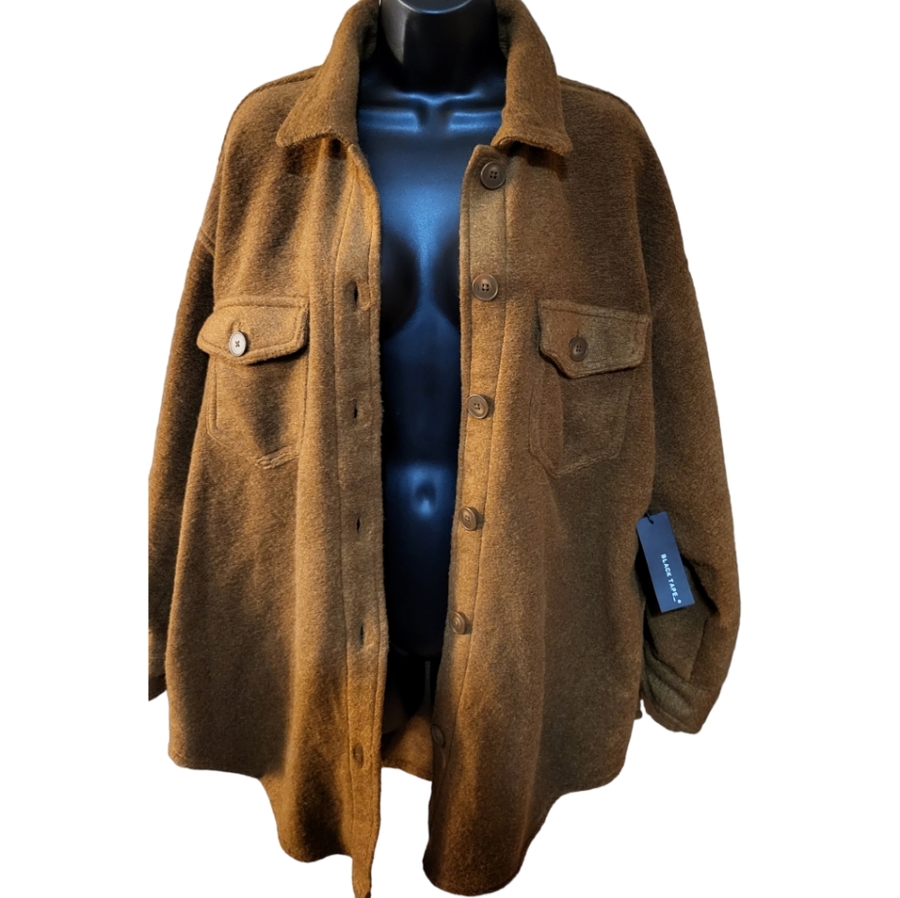 BLACK TAPE_ Dark Camel button up Shacket NWT sizes OX,1X & 3X